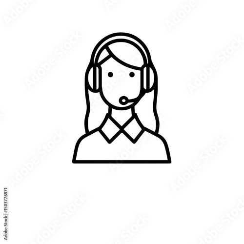 Customer support agent wearing headset, minimalistic line art