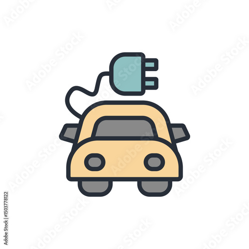 electric car icon collection .design style with background