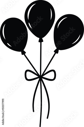 Balloons Floating in Air with Clean White Background