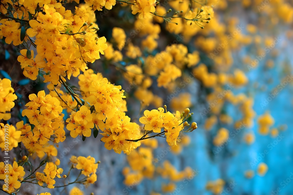 Wall of bright yellow flowers background. Wall of bright yellow flowers background.