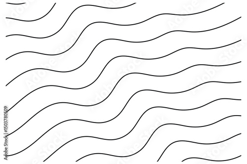 Black wavy lines abstract pattern on white background