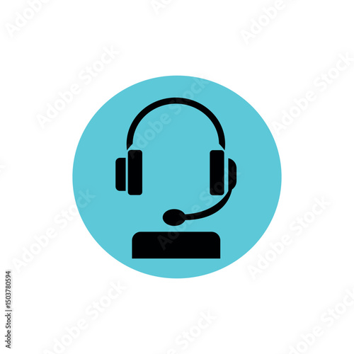 Vector Headphones Icon – Flat Design for Media, Sound, and Music Interfaces