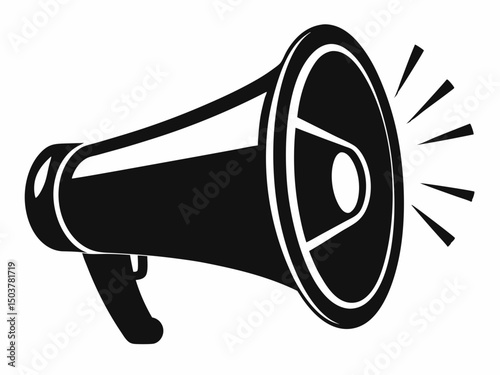 Megaphone line art silhouette vector, Megaphone silhouette vector illustration
