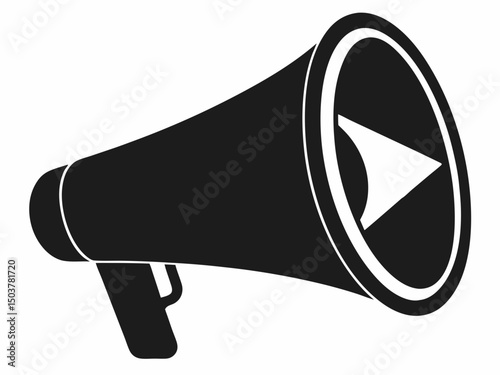 Megaphone line art silhouette vector, Megaphone silhouette vector illustration