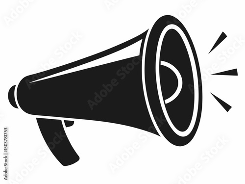 Megaphone line art silhouette vector, Megaphone silhouette vector illustration