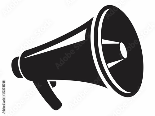 Megaphone line art silhouette vector, Megaphone silhouette vector illustration
