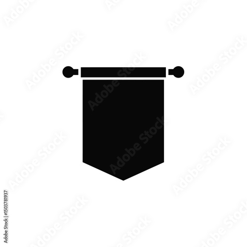 Blank black pennant banner hanging icon