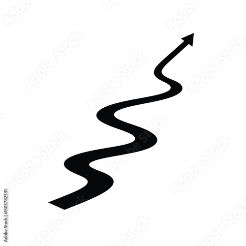 Winding road to success upward arrow growth