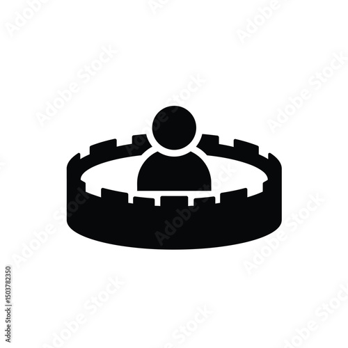 Person protected by a fortified wall icon