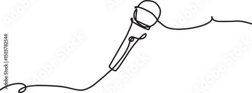 Continuous One Line Microphone Illustration | Minimalist Music and Audio Vector Design Artwork