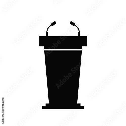 Podium with microphones public speaking event