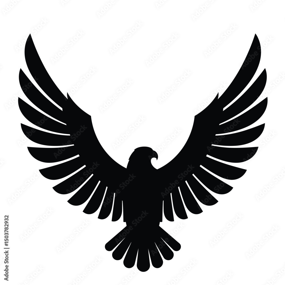 Fototapeta premium Majestic black eagle soaring wings spread wide