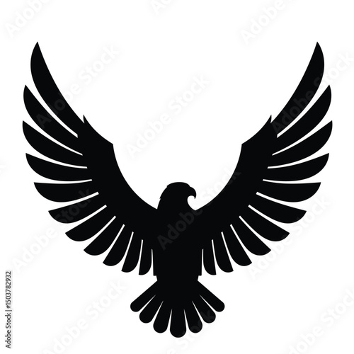 Majestic black eagle soaring wings spread wide