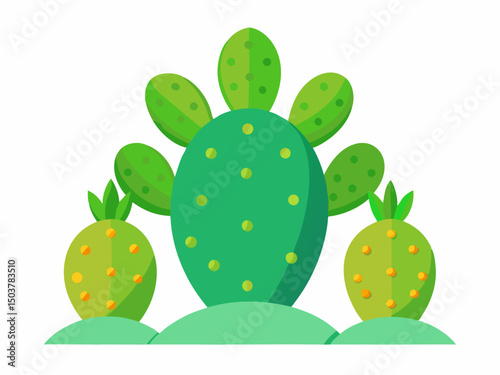 Prickly pear cactus collection vector, Flor en nopales vector illustration