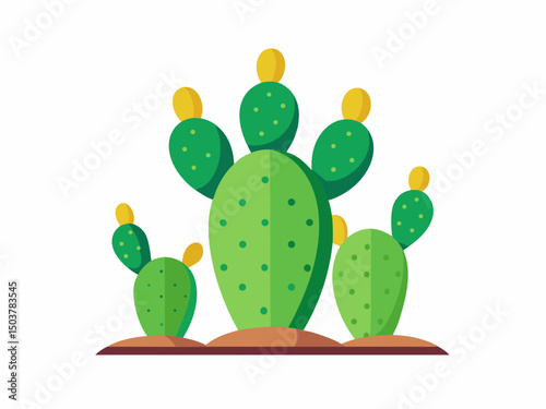 Prickly pear cactus collection vector, Flor en nopales vector illustration