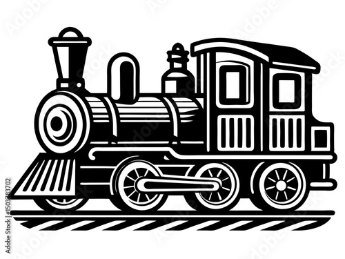 Steam locomotive train silhouette vector, Train silhouette vector design. Vintage train illustration