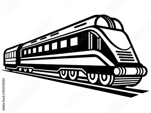 Steam locomotive train silhouette vector, Train silhouette vector design. Vintage train illustration