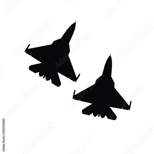 Two fighter jets silhouette airshow flight display