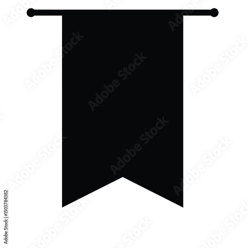 Black medieval hanging banner simple silhouette