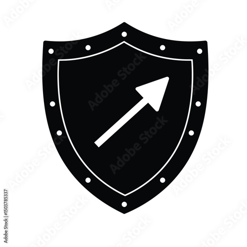 Black shield icon with white arrow upward