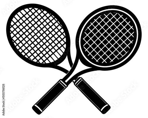 Tennis bat black silhouette, Tennis bat and ball clipart, Crossed tennis bat silhouette vector design