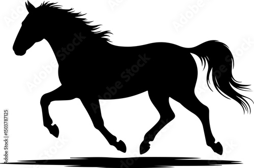 horse silhouette and line art vector design
