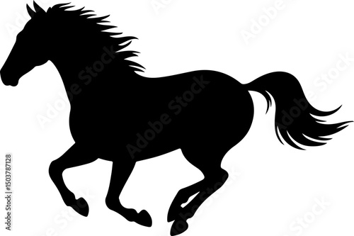 horse silhouette and line art vector design