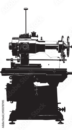 Lathe silhouette isolated on white background