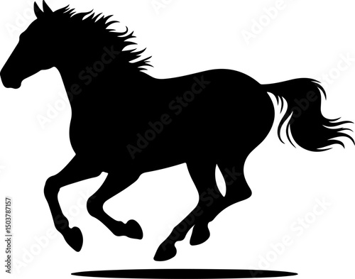 horse silhouette and line art vector design