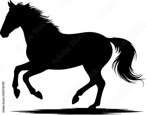horse silhouette and line art vector design