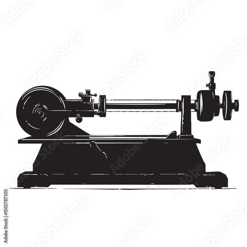 Lathe silhouette isolated on white background