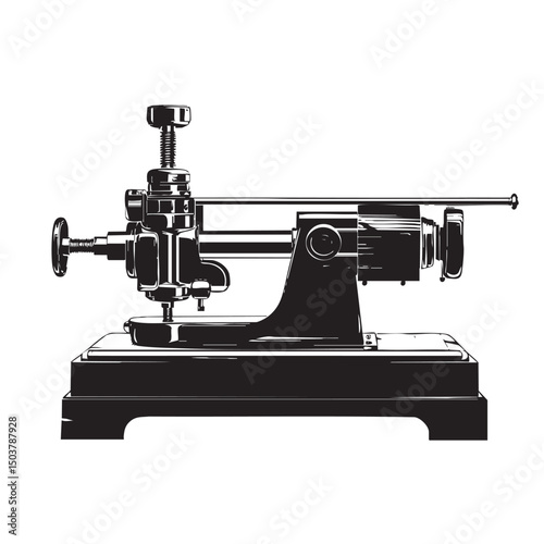 Lathe silhouette isolated on white background