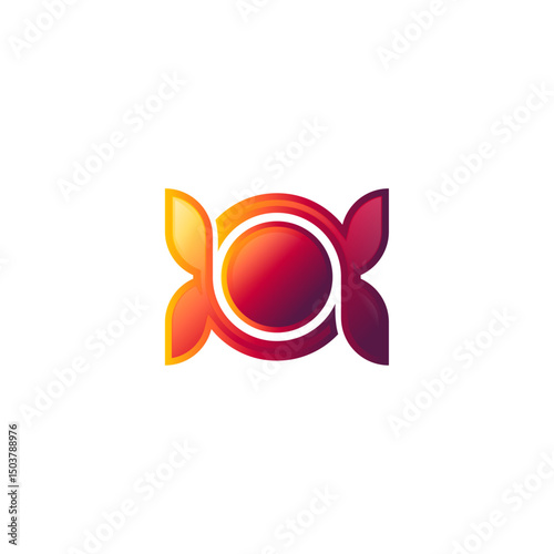 vector illustration of a combination whale tail and candy logo icon gradient