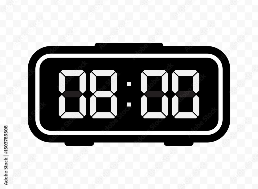 Vector illustration of eight o'clock digital clock icon sign and symbol. black icon for website design .Simple design on transparent background Vector illustration of eight o'clock digital clock icon sign and symbol. black icon for website design .Simple design on transparent background