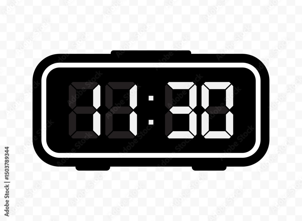 Vector illustration of half past eleven digital clock icon sign and symbol. black icon for website design .Simple design on transparent background Vector illustration of half past eleven digital clock icon sign and symbol. black icon for website design .Simple design on transparent background