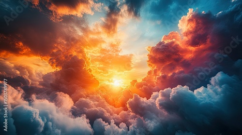 Fiery Sunset Through Dramatic Clouds