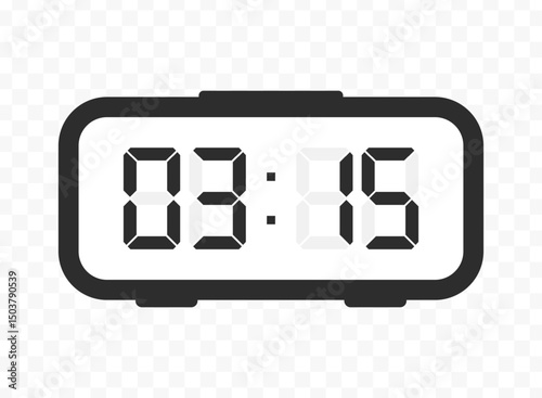 Vector illustration of quarter past three digital clock icon sign and symbol. colored icon for website design .Simple design on transparent background.