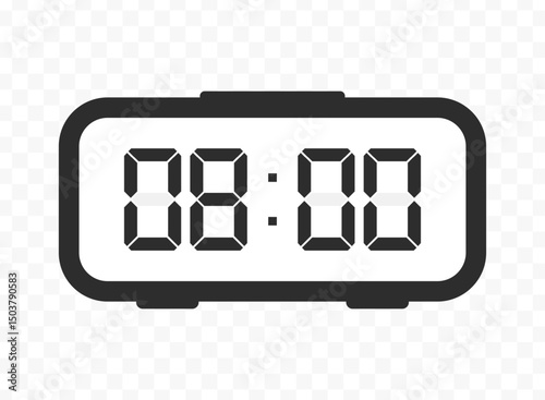 Vector illustration of eight o'clock digital clock icon sign and symbol. colored icon for website design .Simple design on transparent background.
