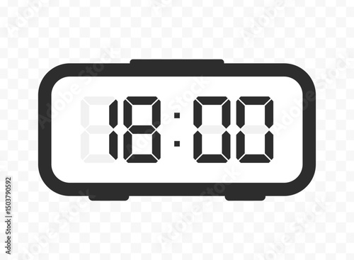 Vector illustration of eighteen o'clock digital clock icon sign and symbol. colored icon for website design .Simple design on transparent background.
