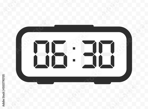 Vector illustration of half past six digital clock icon sign and symbol. colored icon for website design .Simple design on transparent background.