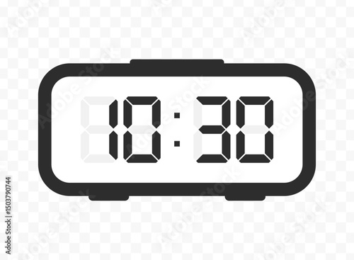 Vector illustration of half past ten digital clock icon sign and symbol. colored icon for website design .Simple design on transparent background.