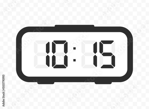 Vector illustration of quarter past ten digital clock icon sign and symbol. colored icon for website design .Simple design on transparent background.
