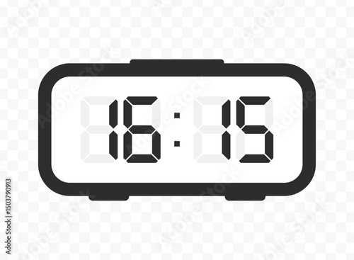Vector illustration of quarter past sixteen digital clock icon sign and symbol. colored icon for website design .Simple design on transparent background.