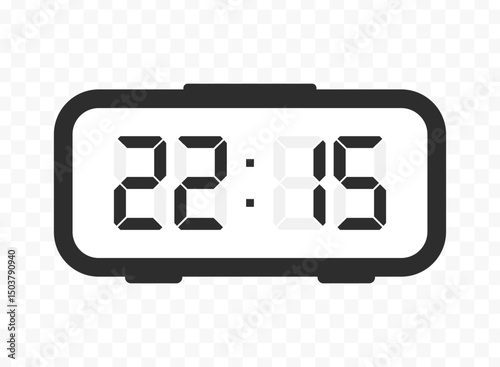 Vector illustration of quarter past twenty-two digital clock icon sign and symbol. colored icon for website design .Simple design on transparent background.