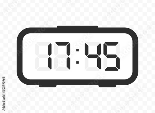 Vector illustration of quarter to eighteen digital clock icon sign and symbol. colored icon for website design .Simple design on transparent background.
