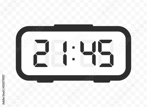 Vector illustration of quarter to twenty-two digital clock icon sign and symbol. colored icon for website design .Simple design on transparent background.