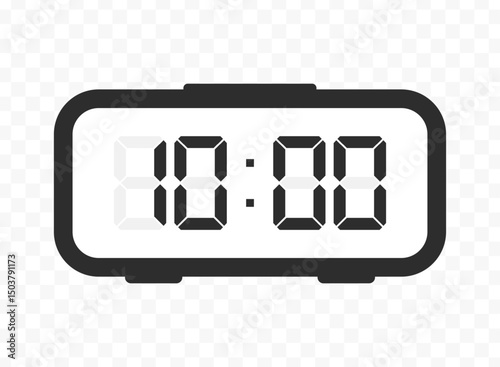 Vector illustration of ten o'clock digital clock icon sign and symbol. colored icon for website design .Simple design on transparent background.