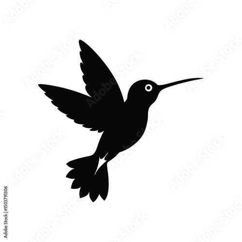 hummingbird sipping nectar mid air silhouette art