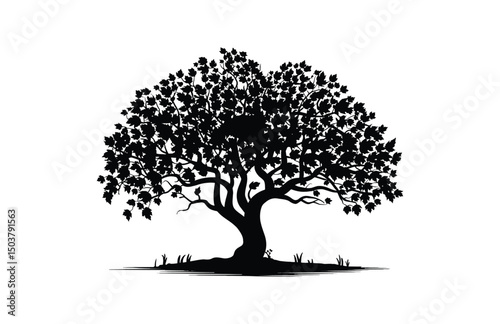 Black chestnut tree silhouette vector artwork

