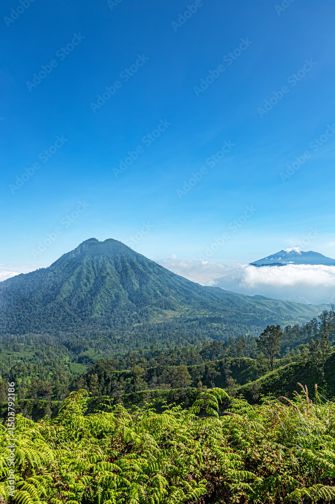 Fototapeta premium Mounts Ranti and Raung, Island Java, Indonesia, Southeast Asia.